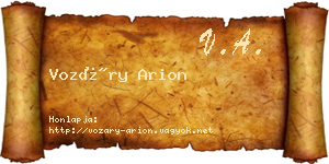 Vozáry Arion névjegykártya